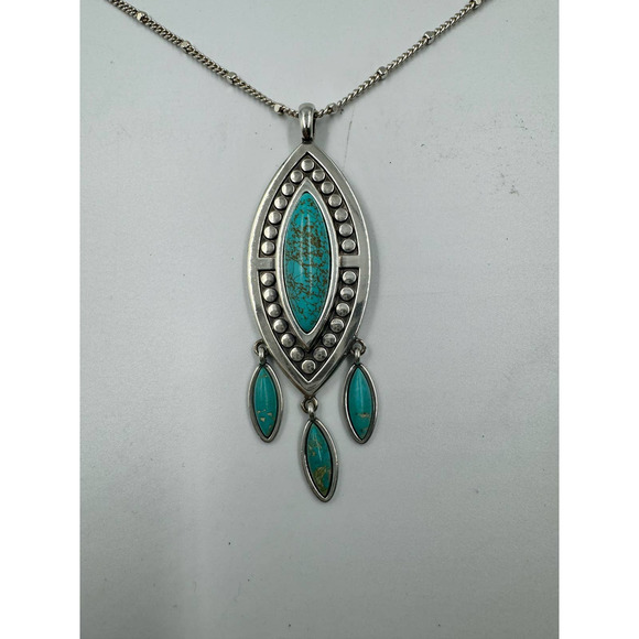 Brighton Pebble Dot Dream Convertible Necklace Silver Turquoise Women's  NWT - Picture 2 of 3